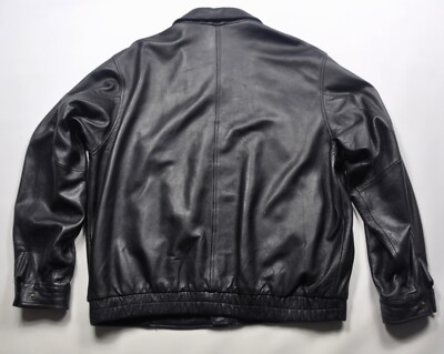 Vintage Eddie Bauer Bomber Jacket Mens XLT Black Leather Legend