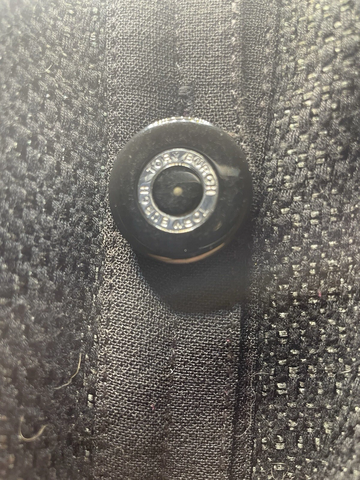 Abito TORY BURCH ""Corpo"" cotone tweed bottoni accento turno 8 nero prezzo al dettaglio $498