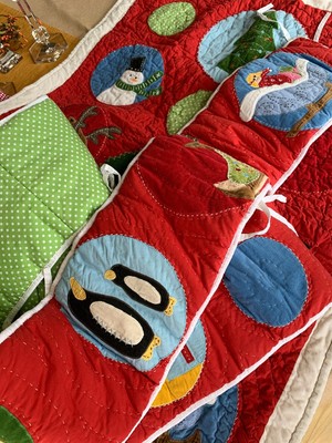 Lot 5 Pottery Barn Kids Holiday Santa Crib Toddler Bedding 1st