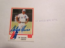 1984 Potential Galen Cisco Signed Baseball Card JSA Auction Certified 