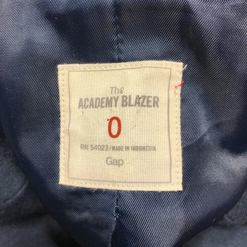 Gap Suit Jacket Womens Size 0 Navy Blue w/ Black Trim The Academy Blazer - Afbeelding 7 van 12