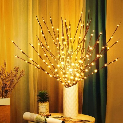  20 LED Xmas Willo Branch Floral Lights Lamp Merry Christmas Tree Decorations