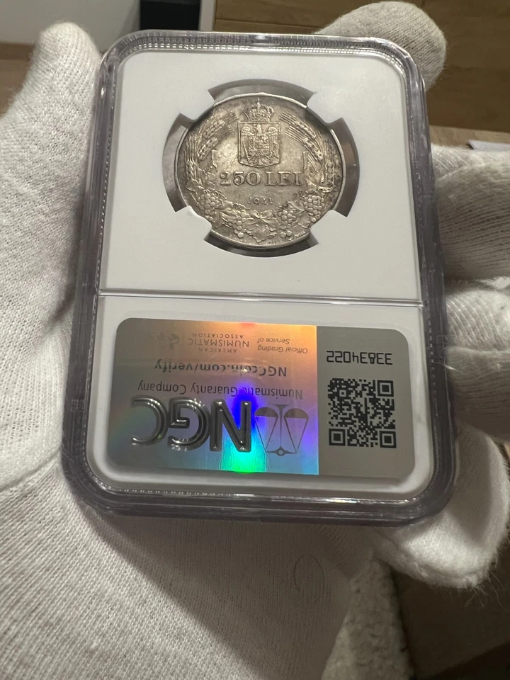 250 Lei 1941 TPT "Totul Edge", Silver, Romania NGC AU55 - Image 2 of 4