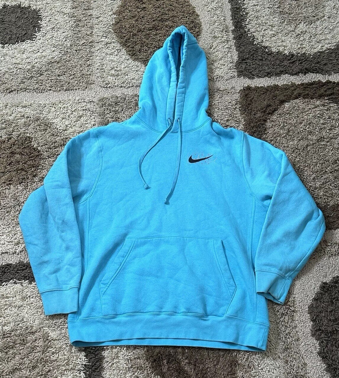 Nike Sportswear Men's Graphic Pullover Hoodie Club Fleece Sweatshirt Blue Large