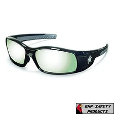 MCR CREWS SWAGGER SAFETY GLASSES SR117 BLACK FRAME/SILVER MIRROR LENS SUNGLASSES