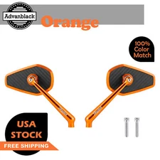 Orange Axion Performance Style Rear View Mirrors Fits Harley Road Street Softail