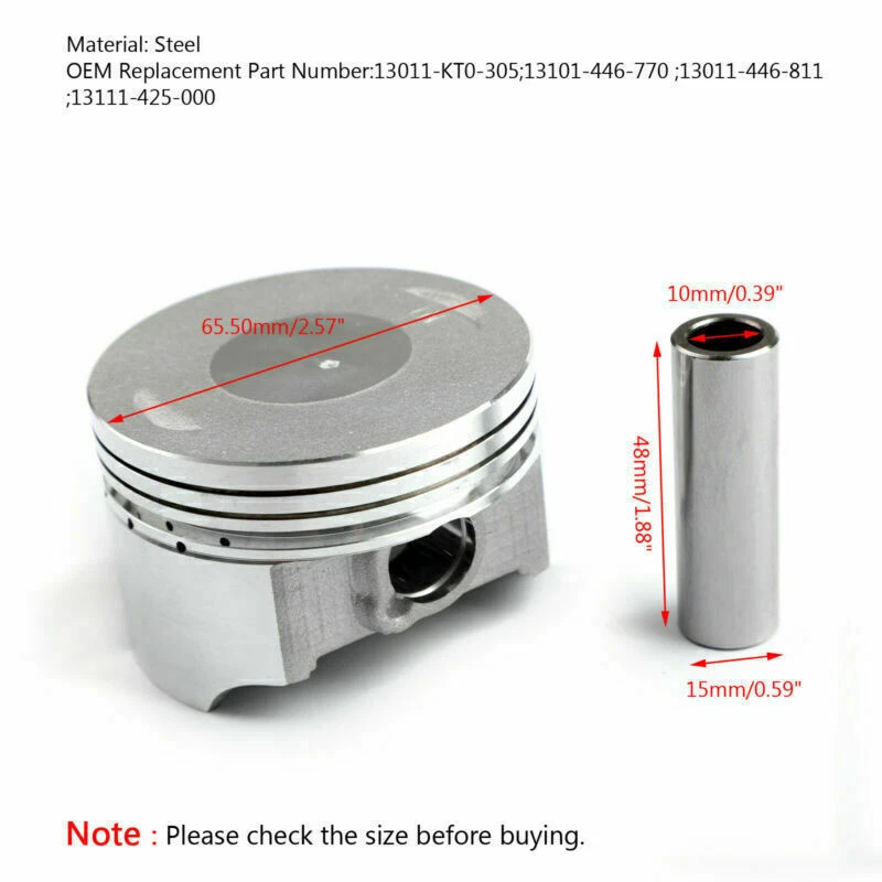 STD 65.50mm 13011-446-811 Piston Kit Fits Honda XL200 XR200R XR200 1980-2002 T1 Foto 2 de 4