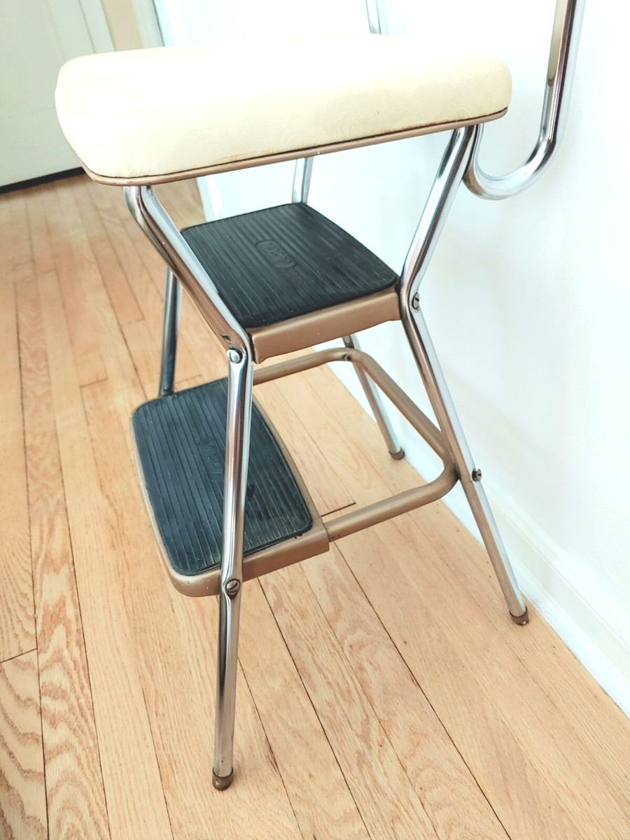 Vintage Cosco Kitchen Metal Step Stool Chair Flip Up Seat Vintage Cosco Kitchen Metal Step Stool Chair Flip Up Seat
