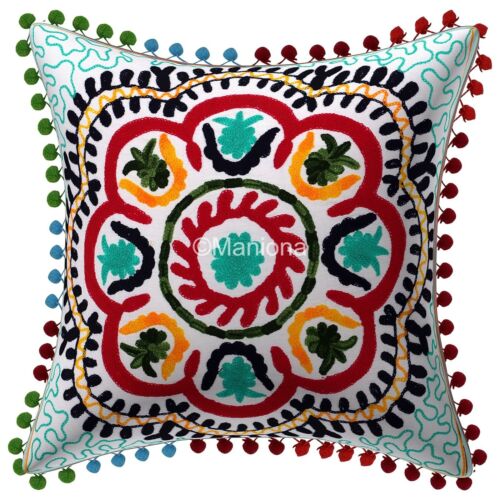 Copricuscino Suzani Decorativo in Cotone Ricamato a Mano Set di 2 Pezzi - Foto 3 di 5