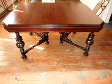 Antique French Renaissance Mahogany Gothic Dinning Table 44" x 60" x 31" Tall