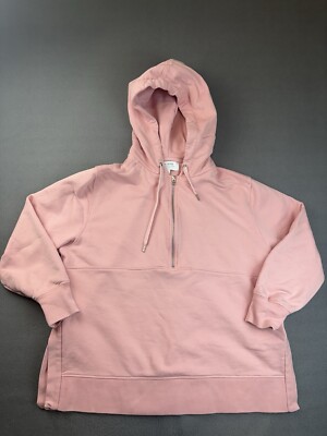 La Ligne Super Hoodie in Blush Pink Medium Half Zip Pullover French Terry