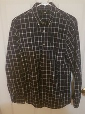 Uniqlo navy,white Long Sleeve Dress Shirt 100% Cotton Size Small