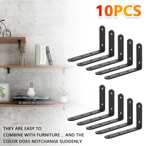 10X Heavy Duty Cast Iron L Shaped Wall Mounted Shelf Brackets Support Decor Home - Picture 2 of 13