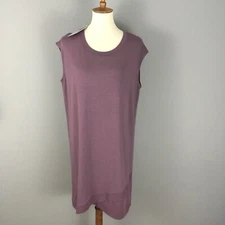ACTIVE LIFE $89 Dusty Plum Purple Cap Sleeve Knit Dress Sz L Soft Modal Lounge