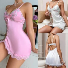 Sexy Women's Lingerie Silk Lace Underwear Sleepwear Night Dress Babydoll Pajamas