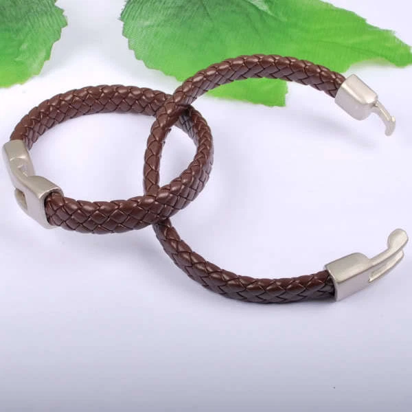 BRACELET GOURMETTE BIJOU CUIR FEMME HOMME ADO MARRON CLASSE NEUF IDEAL CADEAU