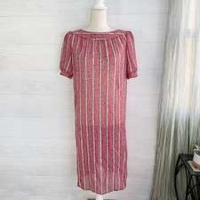 Vintage Mel Naftal Neiman Marcus - Pink blue floral semi-sheer sheath dress, 6