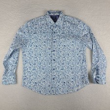 Robert Graham Dress Shirt Mens Medium Blue White Preppy Clubbing Button Up