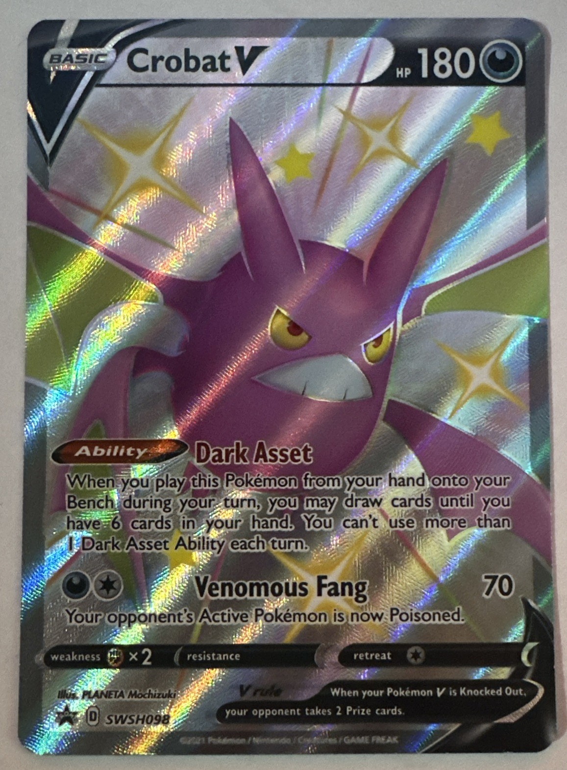Crobat V 2021 Sword & Shield: Black Star Promo #SWSH098 Shining Fates Premium Collection (Full Art) Price Guide - Sports Card Investor Crobat V 2021 Sword & Shield: Black Star Promo #SWSH098 Shining Fates Premium Collection (Full Art) Price Guide - Sports Card Investor