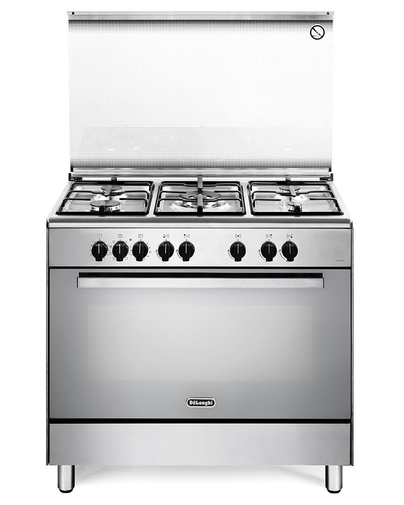 DE LONGHI DEMX96SG CUCINA 5 FUOCHI GAS FORNO ELETTRICO MULTIFUNZIONE 90CM CE A