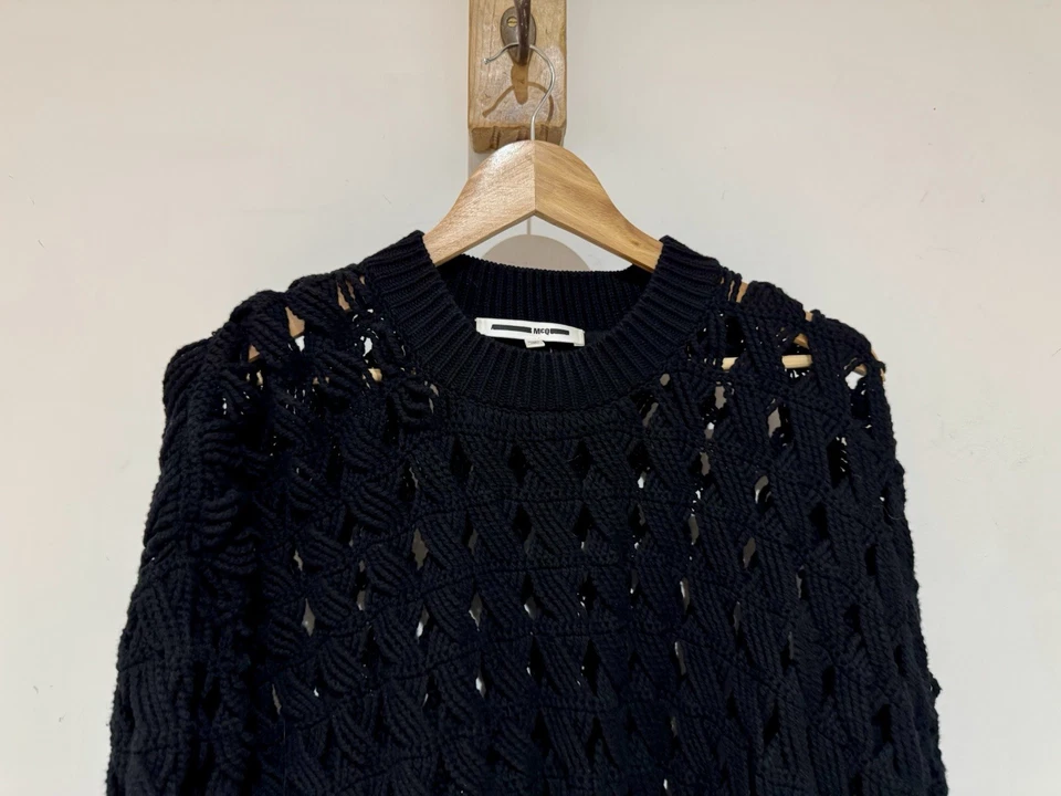 Alexander McQueen 2019 Men's Ima Crew Neck Cable Open Knit Cotton Knit Jumper M - Image 4 of 4