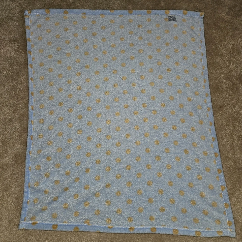 Beansprout Blue Fleece Baby Blanket Brown Polka Dots 30x36 Bean Sprout - Image 4 of 4