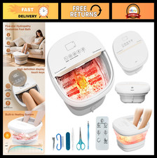 Collapsible Foot Spa with Heat Bubbles, Remote Control Soaking Tub, Pedicure G