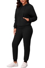 Women Sweatsuits Sets - Long Sleeve Jogger Sets Casual Pullover Hoodie Soild ...