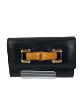 GUCCI Key Case Bamboo Leather BLK Women Used