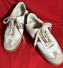 Dolce Vita Notice White Gray Beige Leather Suede Low Top Women's Sneakers