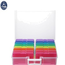 Photo Storage Box with 16 4x6 Photo Cases Plastic Lockable Stackable Organizer