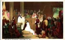 1920s Baptism of Pocahontas Painting by John C. Chapman Postcard