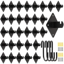 30 Pcs Black Gridwall Mount Brackets, Screws, S Hooks, Grid Panel, Wall Mount