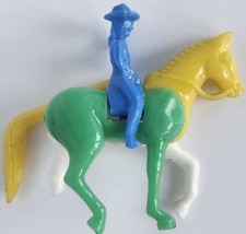 Vintage Plastic Cowboy Horse Toy Set Yellow Blue Green 1960s