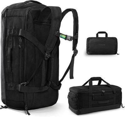 Haimont 60L Foldable Duffle Bag Backpack with Shoe Compartment, Large Travel Duf