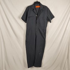 Red Kap Coveralls Mens 40-RG Gray Short Sleeve Mechanic Workwear Twill Jumpsuit
