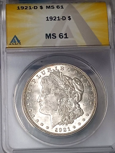 1921 D MORGAN DOLLAR ANACS MS61