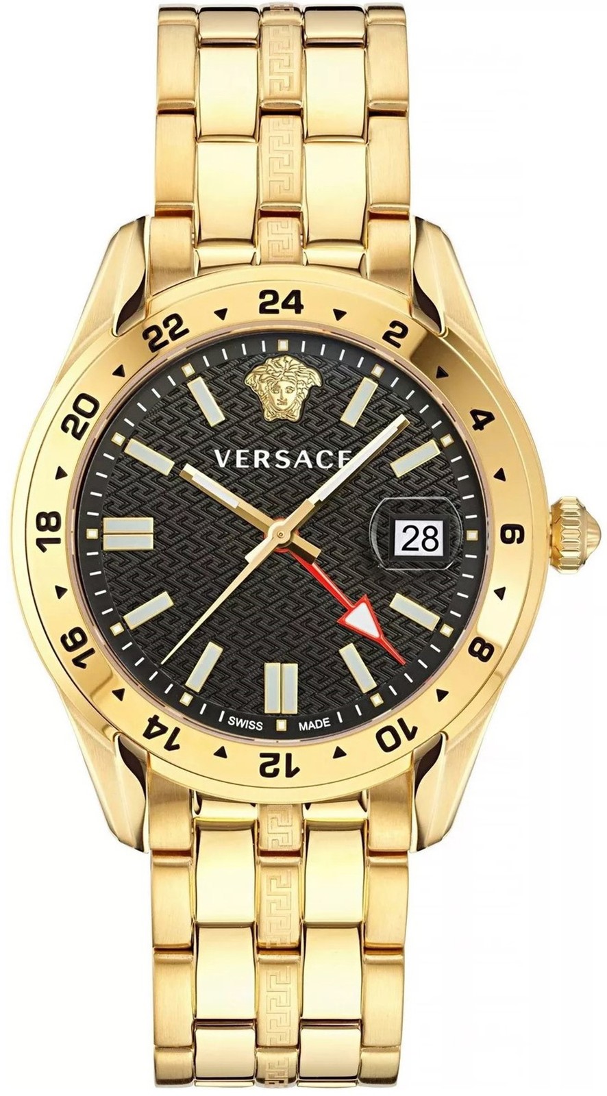Versace VE7C00723 Greca Time GMT gold black Stainless Steel Men's Watch NEW