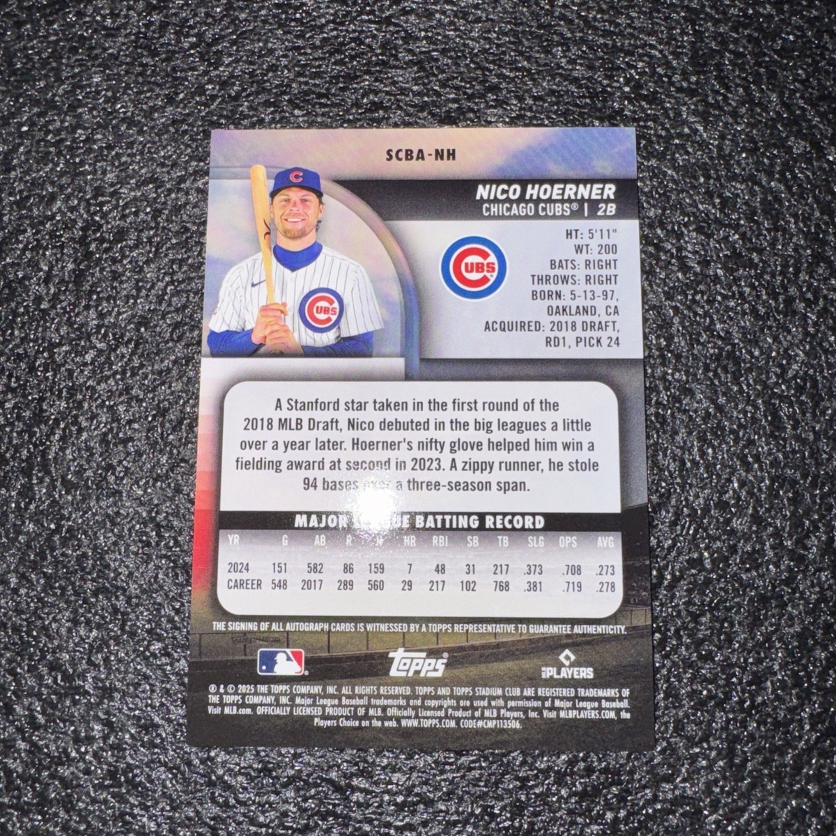 Nico Hoerner 2025 Topps Stadium Club YELLOW Autograph SSP Auto 