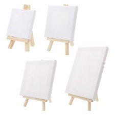 Mini Canvas and Natural Easel Set Children Painting Craft Showing Display