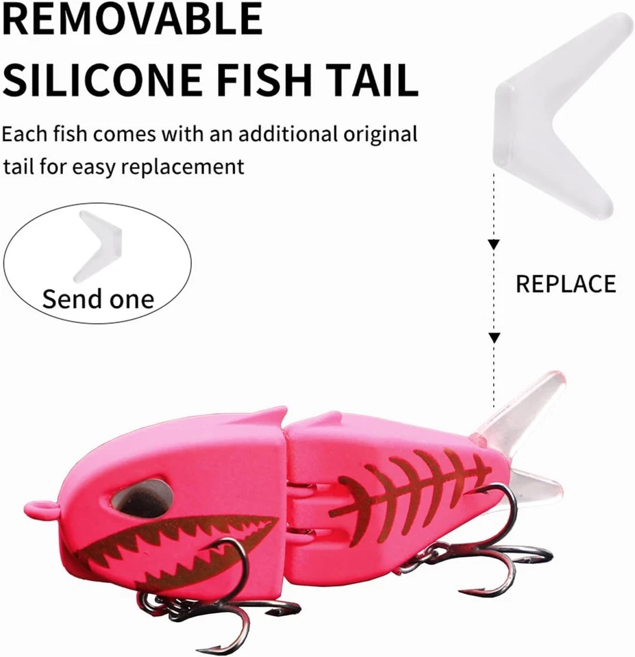 Topwater Fishing Lures for Bass Whopper Popper with Rotating Tail for... - Image 4 of 4