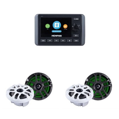 Memphis Audio SMC3 Marine Multi-Zone Media Center w/ (2) MXA60L 6.5'' LED Mari...