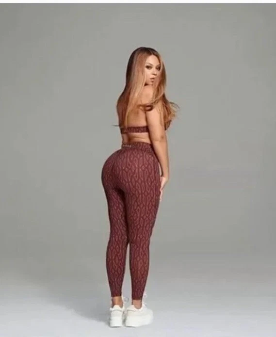 Leggings ADIDAS x IVY PARK Rojo Noche/Marrón Salvaje Monograma Panel Transparente Nuevos sin Etiquetas Foto 2 de 4