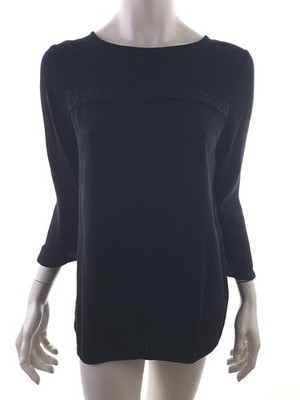 CUSTOMMADE Damen Tunika Bluse Gr. S Marineblau Rayon 100% 3/4 Ärmel