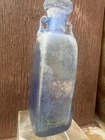 Vintage MURANO SCAVO Blue Iridescent Texture Vase Roman Revival Italy, 6.25”