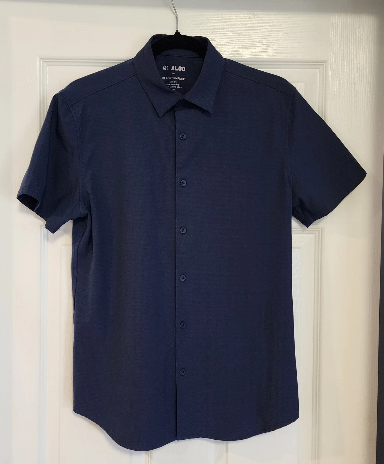 01.ALGO Navy Quick Dry Performance Shirt | Men's Small | Moisture Wicking UPF 40