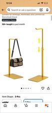Gold Metal Adjustable Purse Handbag Display Stand w/ Hook Square Base
