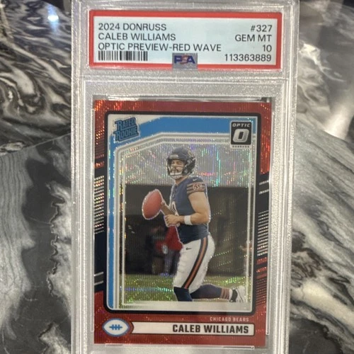 Panini 2024 Donruss Rated Rookie Caleb Williams #327 Red Wave PSA 10 Bears