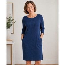 Boden Hannah Pocket Denim Blue Stretch Cotton Shift Dress  US 14L