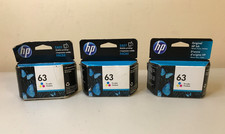 3 Genuine HP 63 Tri-Color Ink Cartridges Sealed Boxes OEM Expired 2018-2022